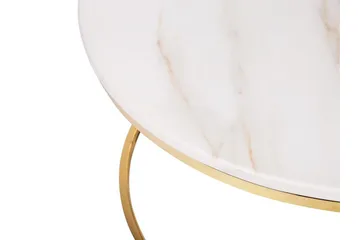 Coralla Soffbord 70 cm Runt Marmormönster - Vit/Guld - Products - Möbler - Bord & matgrupp - Soffbord