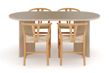 Dano Matbord 180 cm  med 4 Dastoori Matstolar - Travertin / Natur - Products - Möbler - Bord & matgrupp - Matgrupp