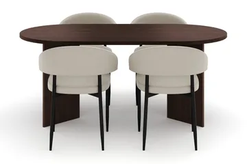 Dano Matbord 180 cm  med 4 Sawako Matstolar - Valnöt / Beige - Products - Möbler - Bord & matgrupp - Matgrupp