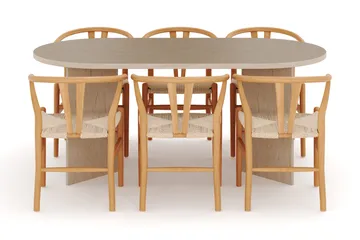 Dano Matbord 180 cm  med 6 Dastoori Matstolar - Travertin / Natur - Products - Möbler - Bord & matgrupp - Matgrupp