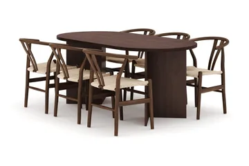 Dano Matbord 180 cm  med 6 Dastoori Matstolar - Valnöt - Products - Möbler - Bord & matgrupp - Matgrupp