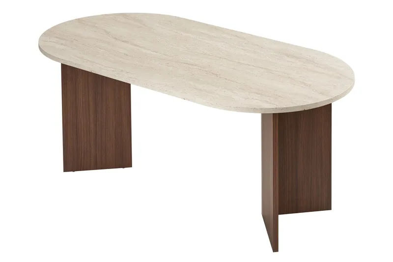 Dano Matbord 180 cm Oval, Travertin och valnöt