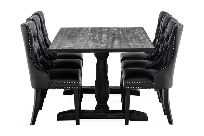 Dijon Matgrupp 200 cm inkl 6 Bergviken Stolar Konstläder - Brun - Products - Möbler - Bord & matgrupp - Matgrupp