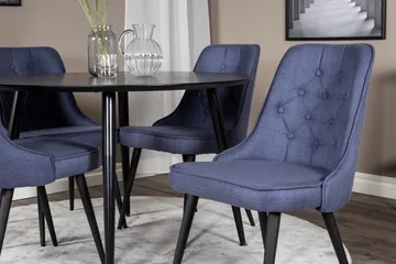 Dipp Matgrupp 115 cm Rund med 4 Velvet Deluxe stolar - Svart - Products - Möbler - Bord & matgrupp - Matgrupp