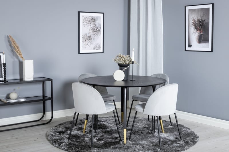 Dipp Matgrupp 115 cm Rund med 4 Wrinkles stolar - Svart/Guld - Products - Möbler - Bord & matgrupp - Matgrupp