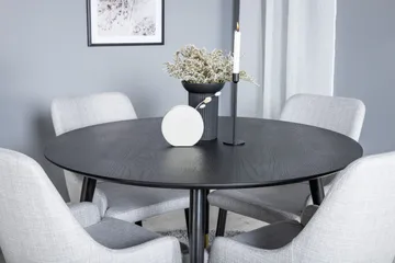 Dipp Matgrupp 115 cm Rund med 4 Plaza stolar - Svart/Guld - Products - Möbler - Bord & matgrupp - Matgrupp