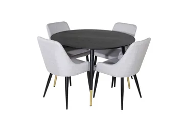 Dipp Matgrupp 115 cm Rund med 4 Plaza stolar - Svart/Guld - Products - Möbler - Bord & matgrupp - Matgrupp