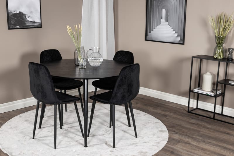 Dipp Matgrupp 115 cm Rund med 4 Polar stolar - Svart - Products - Möbler - Bord & matgrupp - Matgrupp