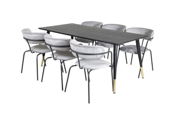 Dipp Matgrupp 180 cm Rektangulär med 6 Arrow stolar - Svart/Guld - Products - Möbler - Bord & matgrupp - Matgrupp