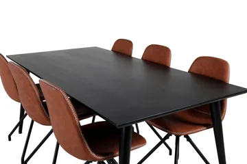 Dipp Matgrupp 180 cm Rektangulär med 6 Polar stolar - Svart - Products - Möbler - Bord & matgrupp - Matgrupp