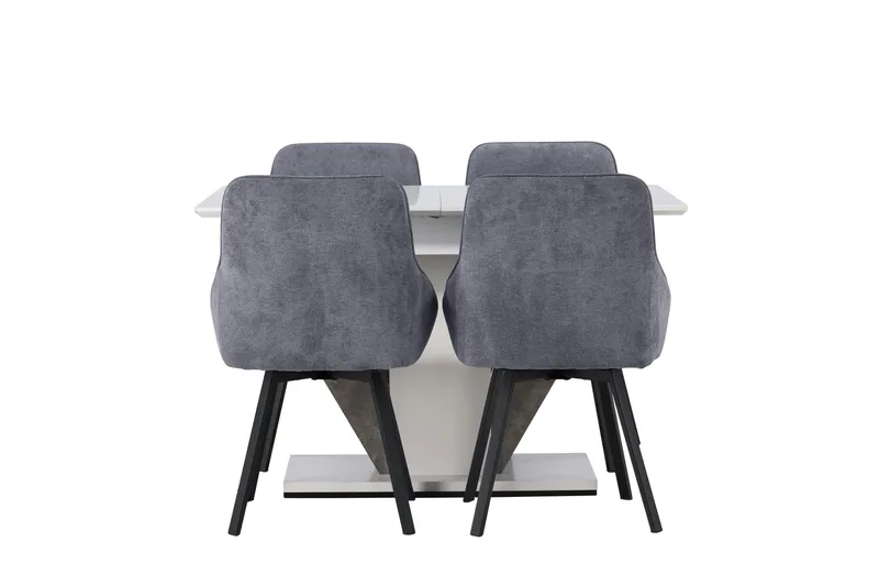 Disa Matgrupp 120 cm Rektangulär med 4 Rosie stolar, Svart