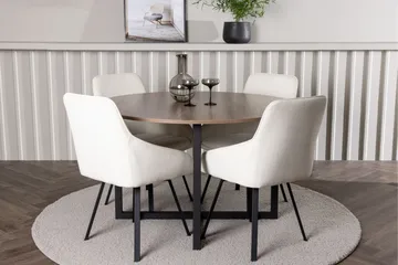 Durango Matgrupp 120 cm Rund med 4 Rosie Stolar - Valnöt - Products - Möbler - Bord & matgrupp - Matgrupp