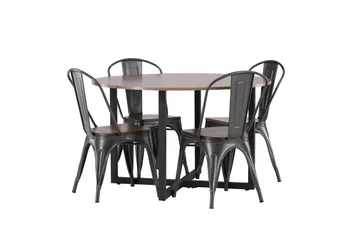 Durango Matgrupp 120 cm Rund med 4 Tempe Stolar - Valnöt - Products - Möbler - Bord & matgrupp - Matgrupp