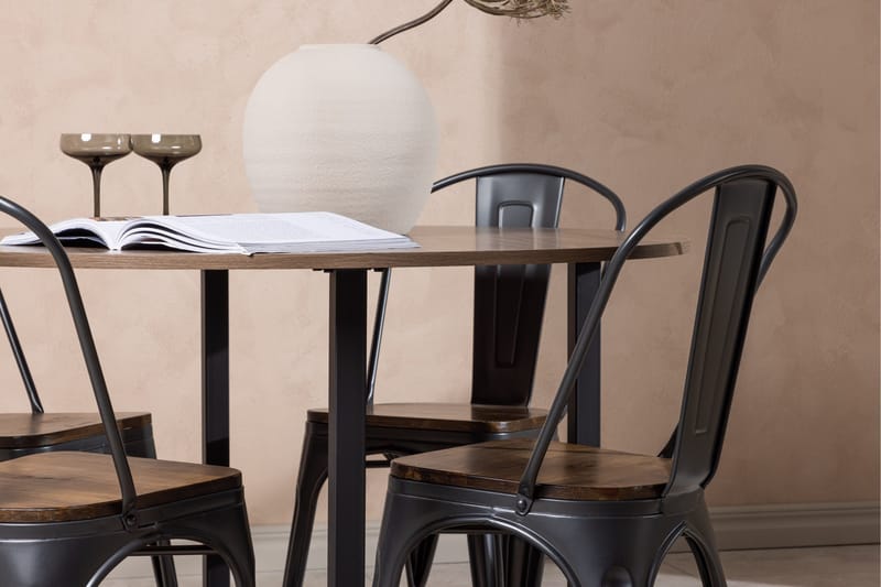 Durango Matgrupp 120 cm Rund med 4 Tempe Stolar - Valnöt - Products - Möbler - Bord & matgrupp - Matgrupp