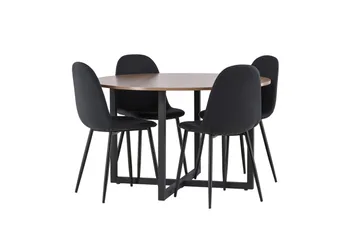 Durango Matgrupp 120 cm Rund med 4 Polar Stolar - Valnöt - Products - Möbler - Bord & matgrupp - Matgrupp