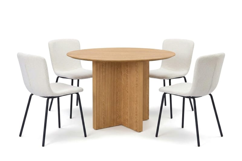 Edda Matgrupp runt 110 cm Ek med 4 Katy Matstolar - Ek - Products - Möbler - Bord & matgrupp - Matgrupp
