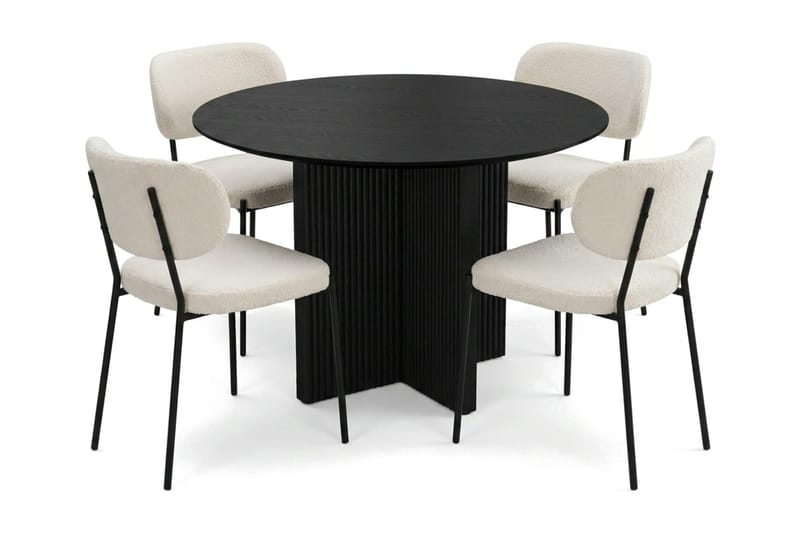 Edda Matgrupp runt 110 cm Svart med 4 Gemmiano Matstolar - Svart - Products - Möbler - Bord & matgrupp - Matgrupp