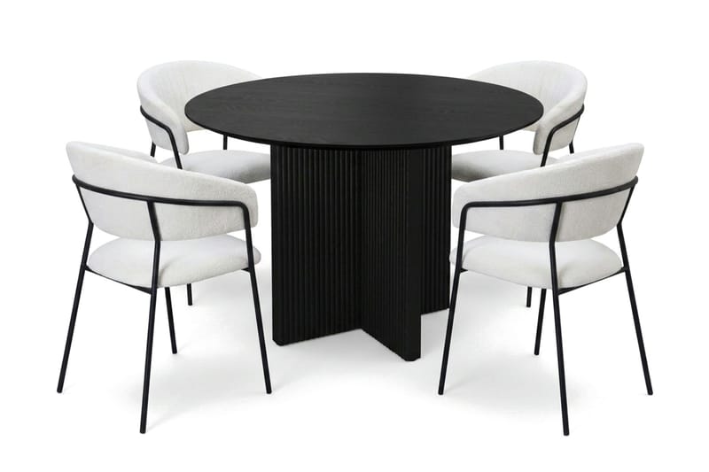 Edda Matgrupp runt 110 cm Svart med 4 Karol Matstolar - Svart - Products - Möbler - Bord & matgrupp - Matgrupp
