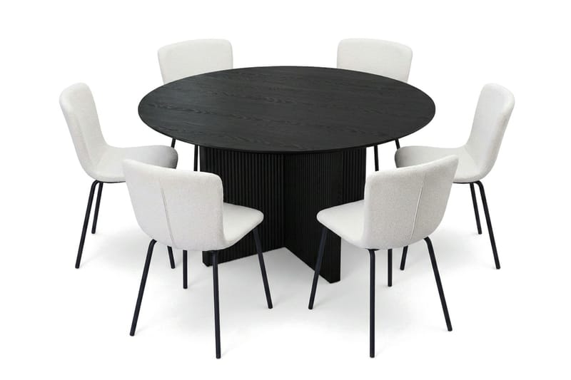 Edda Matgrupp runt 150 cm Svart med 6 Katy Matstolar - Svart - Products - Möbler - Bord & matgrupp - Matgrupp