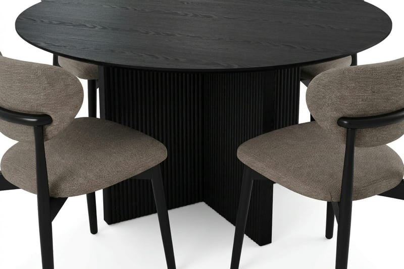Edda Matgrupp runt 150 cm Svart med 6 Molly Matstolar - Svart - Products - Möbler - Bord & matgrupp - Matgrupp