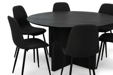 Edda Matgrupp runt 150 cm Svart med 6 Nibe Matstolar - Svart - Products - Möbler - Bord & matgrupp - Matgrupp