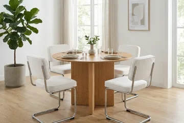 Edda Runt Matbord 110cm Fanér - Ek - Products - Möbler - Bord & matgrupp - Matbord & köksbord
