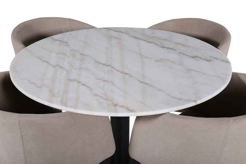 Estelle Matgrupp 106 cm Rund med 4 Berit stolar - Beige - Products - Möbler - Bord & matgrupp - Matgrupp