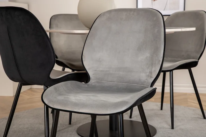 Estelle Matgrupp 106 cm Rund med 4 Emma stolar - Svart - Products - Möbler - Bord & matgrupp - Matgrupp