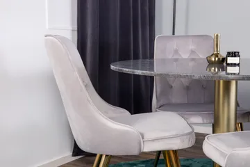 Estelle Matgrupp 106 cm Rund med 4 Velvet stolar - Svart/Guld - Products - Möbler - Bord & matgrupp - Matgrupp