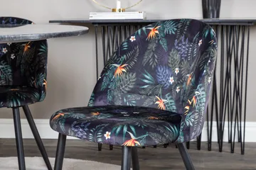 Estelle Matgrupp 106 cm Rund med 4 Velvet stolar - Svart/Guld - Products - Möbler - Bord & matgrupp - Matgrupp