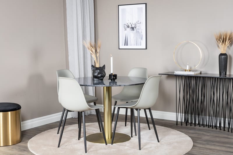 Estelle Matgrupp 106 cm Rund med 4 Polar stolar - Svart/Guld - Products - Möbler - Bord & matgrupp - Matgrupp