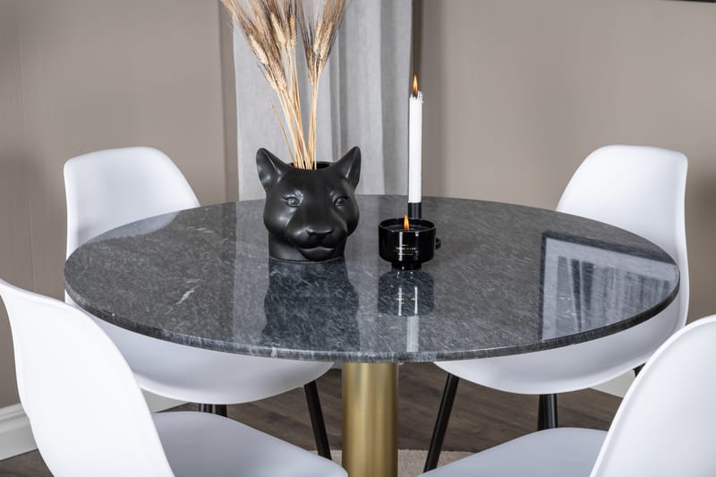 Estelle Matgrupp 106 cm Rund med 4 Polar stolar - Svart/Guld - Products - Möbler - Bord & matgrupp - Matgrupp