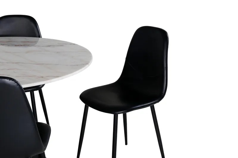 Estelle Matgrupp 106 cm Rund med 6 Polar stolar - Svart - Products - Möbler - Bord & matgrupp - Matgrupp