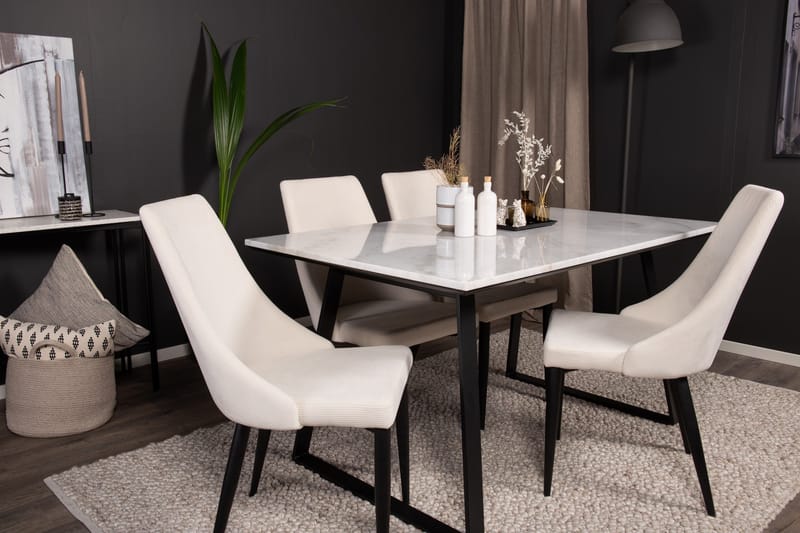 Estelle Matgrupp 140 cm Rektangulär med 4 Leone stolar - Svart - Products - Möbler - Bord & matgrupp - Matgrupp