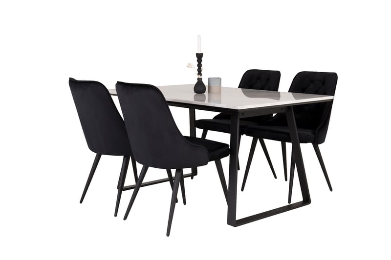 Estelle Matgrupp 140 cm Rektangulär med 4 Velvet Deluxe stolar - Svart - Products - Möbler - Bord & matgrupp - Matgrupp