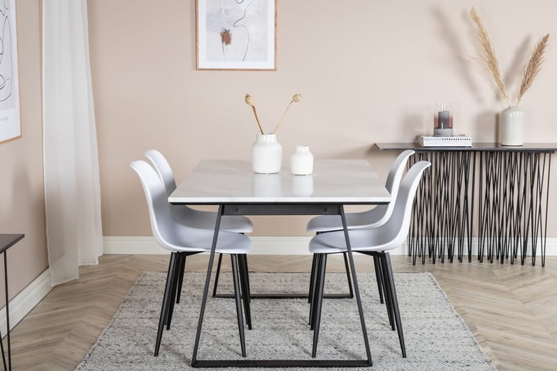 Estelle Matgrupp 140 cm Rektangulär med 4 Polar stolar - Svart - Products - Möbler - Bord & matgrupp - Matgrupp