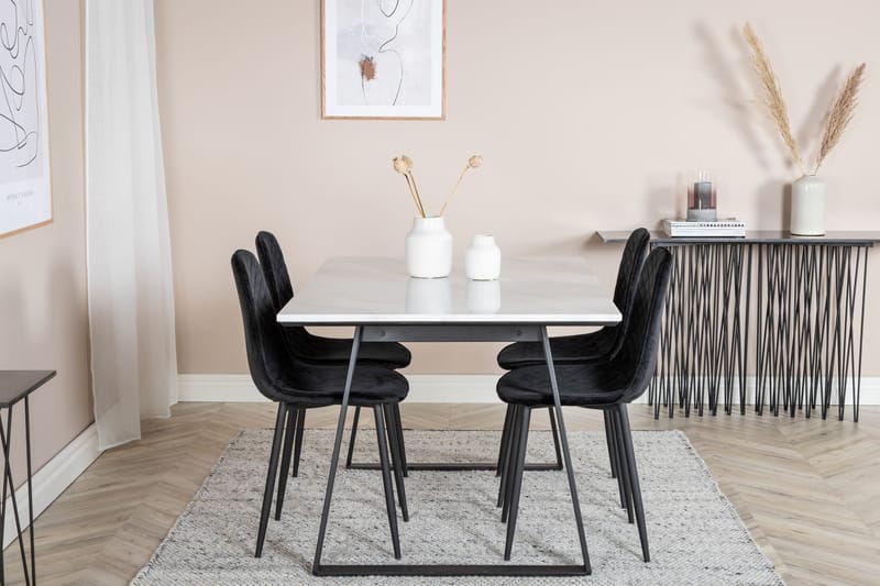 Estelle Matgrupp 140 cm Rektangulär med 4 Polar stolar - Svart - Products - Möbler - Bord & matgrupp - Matgrupp