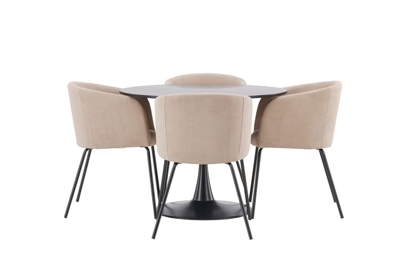 Glade Matgrupp 100 cm Rund med 4 Berit stolar - Beige - Products - Möbler - Bord & matgrupp - Matgrupp