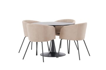 Glade Matgrupp 100 cm Rund med 4 Berit stolar - Beige - Products - Möbler - Bord & matgrupp - Matgrupp