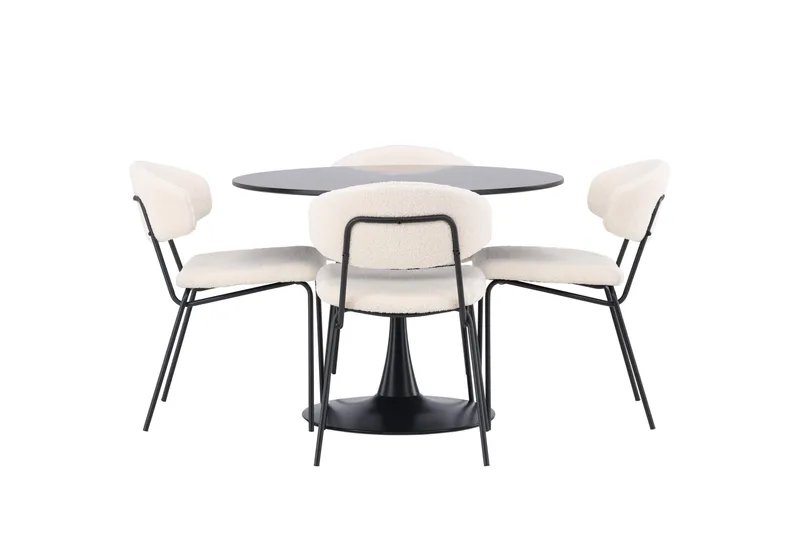 Glade Matgrupp 100 cm Rund med 4 Chico Stolar, Svart