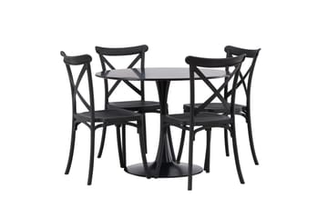 Glade Matgrupp 100 cm Rund med 4 Crosett stolar - Svart - Products - Möbler - Bord & matgrupp - Matgrupp