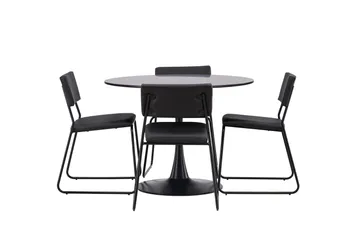 Glade Matgrupp 100 cm Rund med 4 Kenth Stolar - Svart - Products - Möbler - Bord & matgrupp - Matgrupp