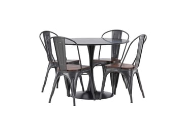 Glade Matgrupp 100 cm Rund med 4 Tempe stolar - Mörkgrå - Products - Möbler - Bord & matgrupp - Matgrupp