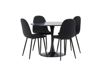 Glade Matgrupp 100 cm Rund med 4 Polar stolar - Svart - Products - Möbler - Bord & matgrupp - Matgrupp
