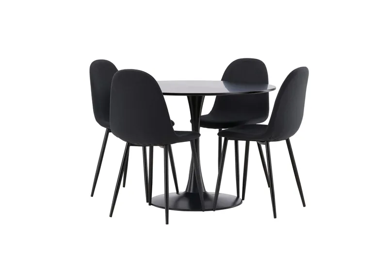 Glade Matgrupp 100 cm Rund med 4 Polar stolar - Svart - Products - Möbler - Bord & matgrupp - Matgrupp