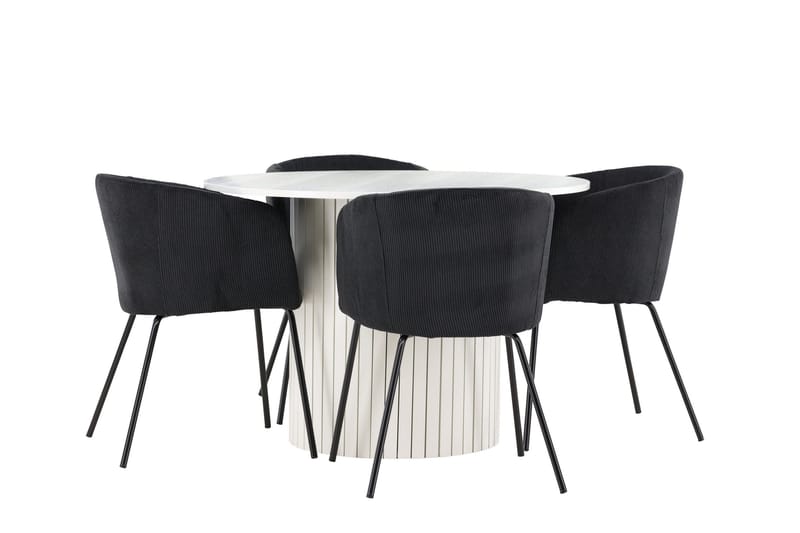 Härön Matgrupp 110 cm Rund med 4 Berit stolar - Vit/Svart - Products - Möbler - Bord & matgrupp - Matgrupp
