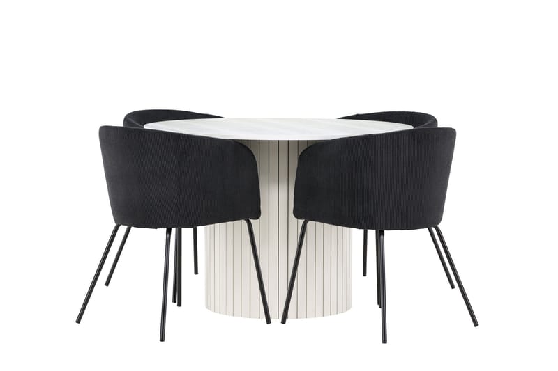 Härön Matgrupp 110 cm Rund med 4 Berit stolar - Vit/Svart - Products - Möbler - Bord & matgrupp - Matgrupp