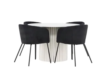 Härön Matgrupp 110 cm Rund med 4 Berit stolar - Vit/Svart - Products - Möbler - Bord & matgrupp - Matgrupp