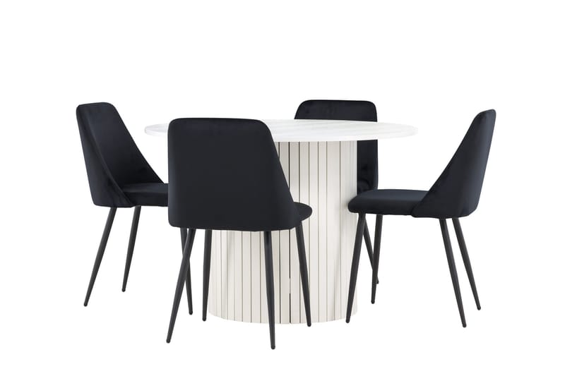 Härön Matgrupp 110 cm Rund med 4 Night stolar - Vit/Svart - Products - Möbler - Bord & matgrupp - Matgrupp