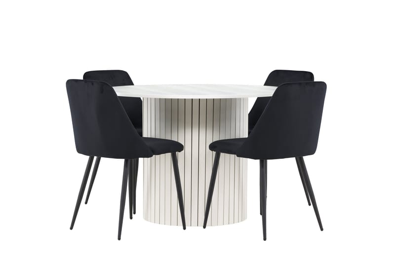 Härön Matgrupp 110 cm Rund med 4 Night stolar - Vit/Svart - Products - Möbler - Bord & matgrupp - Matgrupp